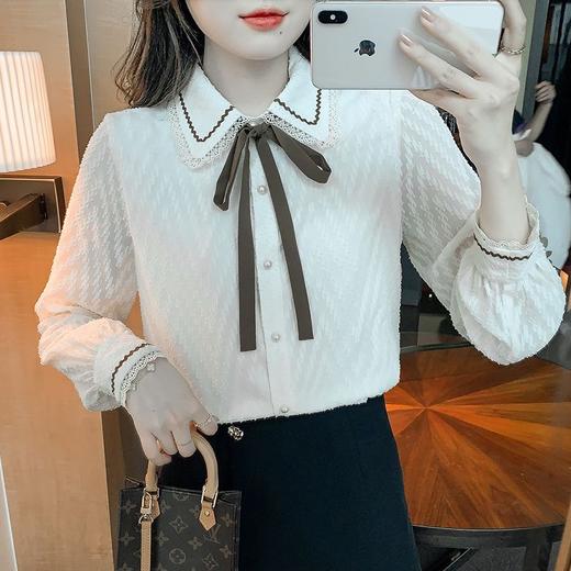 蝴蝶结蕾丝衬衫2023年新款洋气内搭打底衫减龄上衣AL 商品图8
