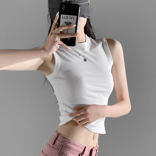 【买1送1】无袖圆领螺纹背心  两侧双锁边遮副乳 弯腰不走光 外穿内搭 一件搞定 自由舒适 商品图5