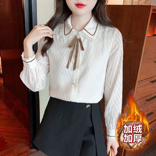 蝴蝶结蕾丝衬衫2023年新款洋气内搭打底衫减龄上衣AL 商品图4