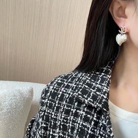 CHANEL香奈儿C2双c桃心爱心耳钉耳环