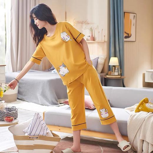 【宅家太惬意❗️新款睡衣两件套】舒适透气，棉质材质，家居外穿都可以，清新可人，短袖七分裤春夏套装薄款可家居服女-美物社 商品图1