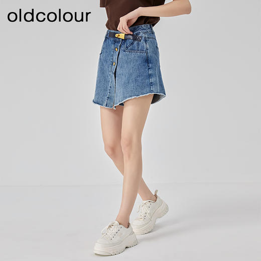 oldcolour2023夏新款小个子高腰A字显瘦短款半身牛仔裙O21111135 商品图3