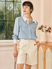 OLrain欧芮儿法式蓝色衬衫女春季2023新款宽松气质设计感撞色衬衣 商品缩略图3