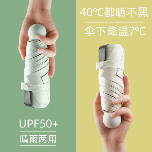 【超迷你！UPF50+超轻晴雨伞】超小便携，抗风防水遮阳伞，轻巧结实太阳伞雨伞，防晒防紫外线防晒帽，女两用折叠五折胶囊伞 商品图0