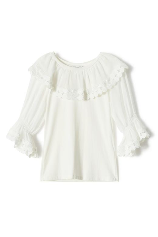 SUMMER & SAGE 白色花边镂空弹力上衣 2584 商品图5