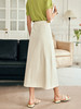 OLrain欧芮儿法式杏色半身裙女夏季2023新款高腰开叉中长款a字裙 商品缩略图2