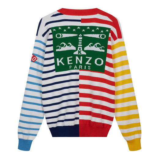 KENZO 高田贤三  男士棉质针织印花字母logo花色卫衣休闲条纹毛衣 FD55PU3703CN 商品图1