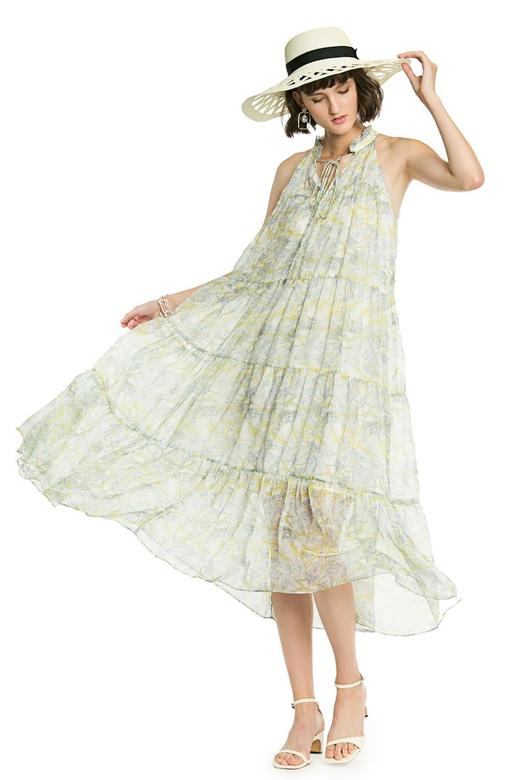 SUMMER & SAGE 粉绿色调露肩印花连衣裙 3126 商品图4