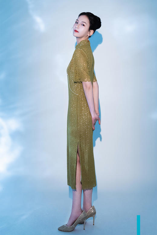 荷言GL 思远道 草绿色藤蔓纹蕾丝旗袍古典优雅风 商品图2