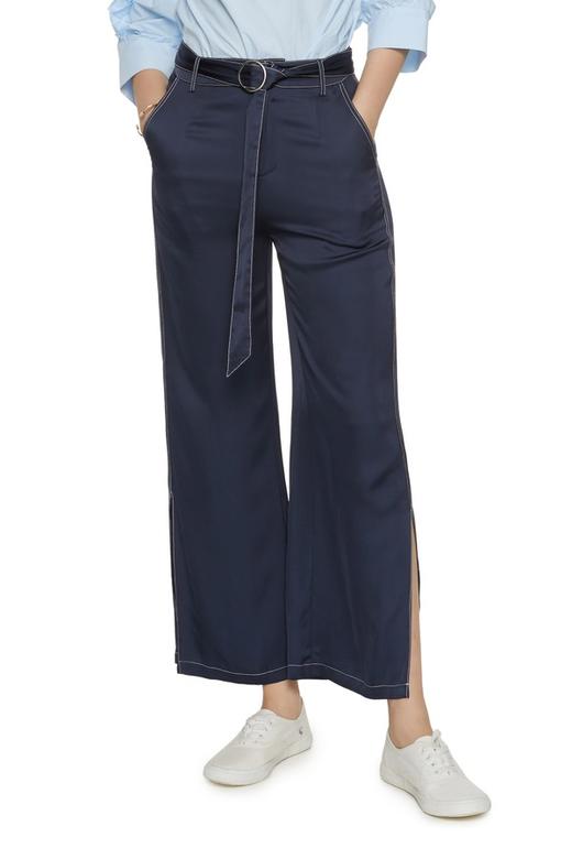 SUMMER & SAGE 缝线饰束腰天丝长裤 7334 商品图0