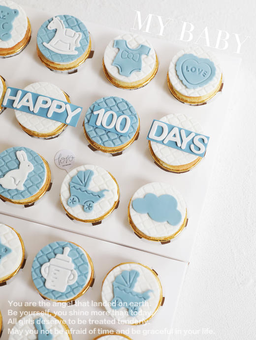 「宝宝宴·蓝色系主题cupcake·12个装/盒」翻糖巧克力杯子纸杯蛋糕·北海道配方有内馅·100%动物奶油（提前3天预订） 商品图0