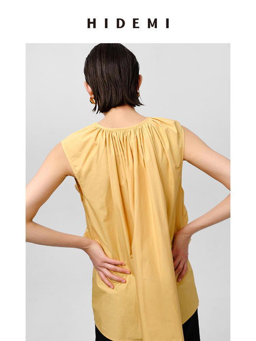 HIDEMI 抽绳立体褶皱设计感前后两穿式连衣裙上衣 阳光橙/黑色 商品图12