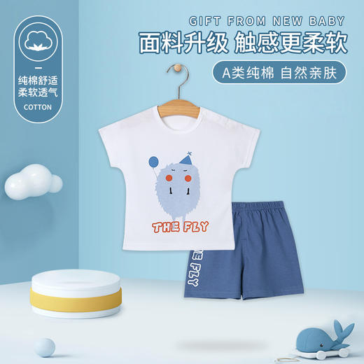 【懒妈常备❗️夏季新款男童运动套装】贴合孩子肌肤，柔软舒适，时尚潮流，短袖短裤纯棉新生 儿童休闲T恤衣服潮流父亲节礼物新年礼盒年货礼盒 商品图7