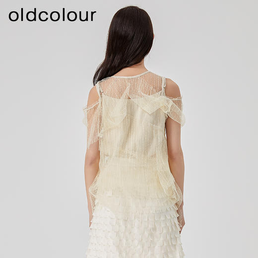 oldcolour夏新款设计感小众网纱V领套头衫两件套女O21011173 商品图2