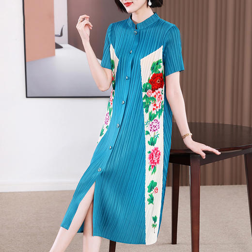 XSL E4217中式复古连衣裙洋气宽松大码裙 商品图1