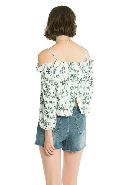 DONG DE XI 植物印花挖肩开衩上衣 2648 商品图3