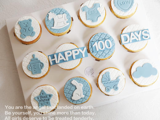 「宝宝宴·蓝色系主题cupcake·12个装/盒」翻糖巧克力杯子纸杯蛋糕·北海道配方有内馅·100%动物奶油（提前3天预订） 商品图2