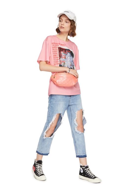 SUMMER & SAGE 粉色印花休闲T恤 6461 商品图3