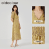 oldcolour2023夏季新款高级感气质V领泡泡袖高腰碎花裙O21101182 商品缩略图1