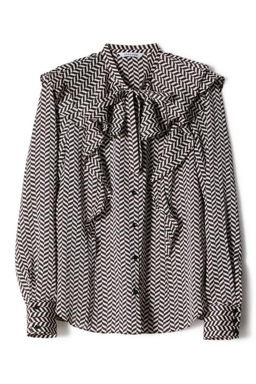 ELLA JADE 黑白人字纹荷叶边上衣 8837 商品图3