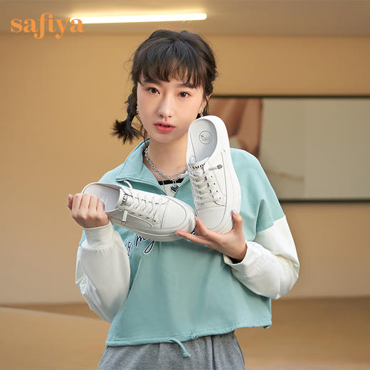 【一件279】Safiya/索菲娅 春夏一脚蹬休闲松糕2023年春季新款厚底懒人半拖鞋 SF31112066 商品图1