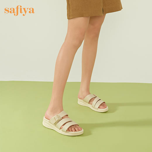 Safiya/索菲娅2023新品春夏真皮外穿休闲百搭软底坡跟凉拖 SF32110036 商品图4