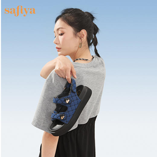 Safiya/索菲娅2023夏季新品小香风魔术贴休闲外穿松糕厚底罗马鞋 SF32115028 商品图11