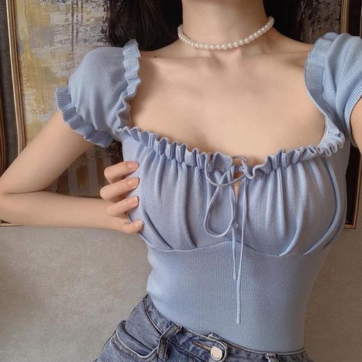 【欧美性感！夏季一字肩上衣】抹胸设计，时尚别致，灵动优雅，锁骨高端gao级感女设计感抽绳外穿抹胸衣服。 商品图0