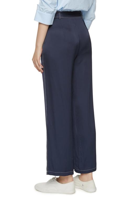 SUMMER & SAGE 缝线饰束腰天丝长裤 7334 商品图1