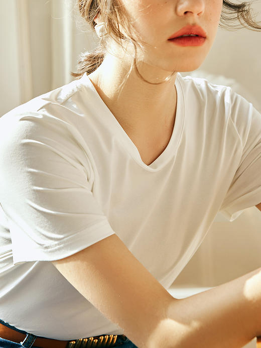 OLrain欧芮儿法式白色短袖T恤女春季2023新款防水抗污新一代上衣 商品图1