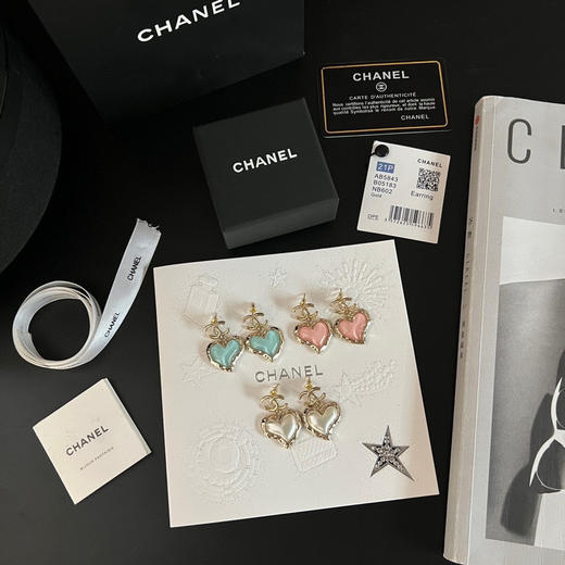 CHANEL香奈儿C2双c桃心爱心耳钉耳环 商品图5