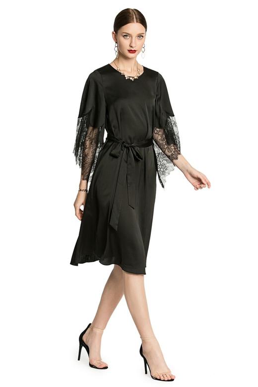 NOIR 蕾丝宽袖束腰连衣裙 2911 商品图0