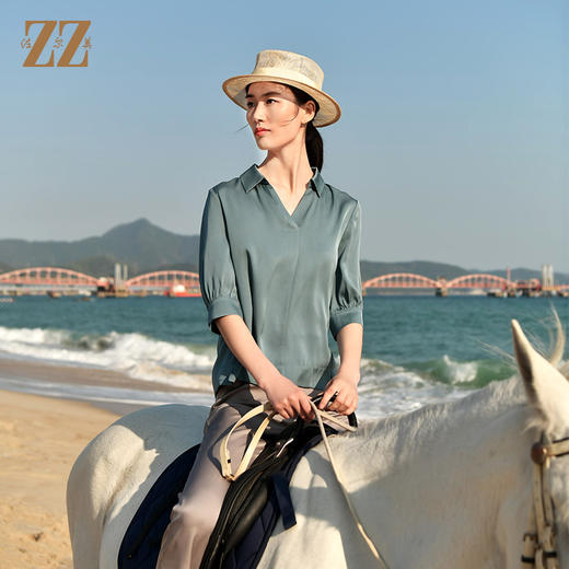 佐尔美夏季新款 桑蚕丝真丝弹力缎衬衣女E32CS20 商品图4