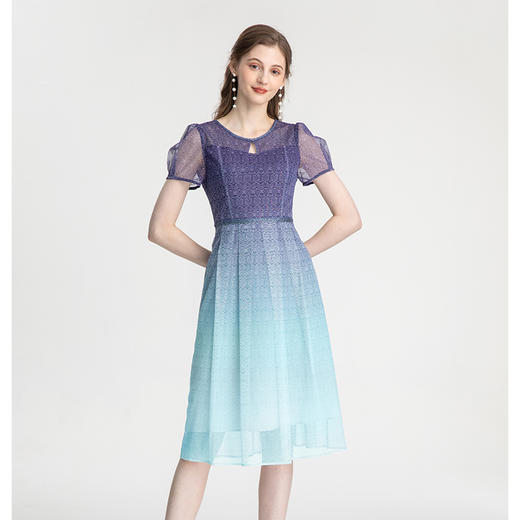 司歌渐变V领短袖连衣裙A871109 商品图3