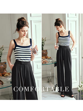 OLrain欧芮儿法式方领针织吊带背心女夏季2023年新款修身内搭上衣