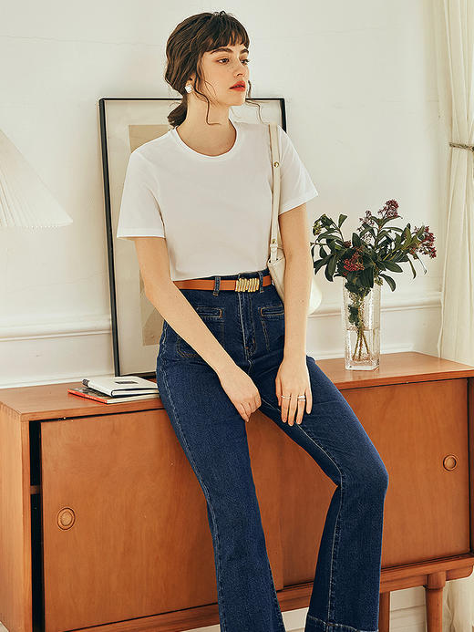 OLrain欧芮儿法式白色短袖T恤女春季2023新款防水抗污新一代上衣 商品图3