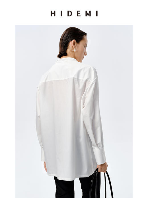 HIDEMI 极简设计感多穿镂空不对称纽扣衬衫 商品图3