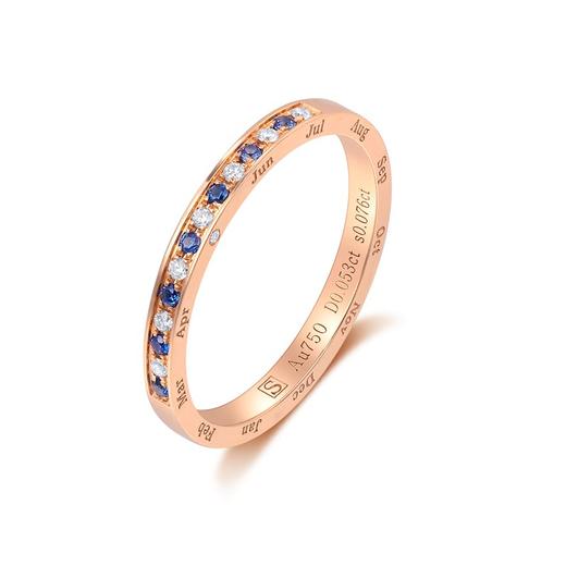 时光印记宝石戒指玫瑰色18K金钻石情侣戒年轻女士DF0290 商品图7