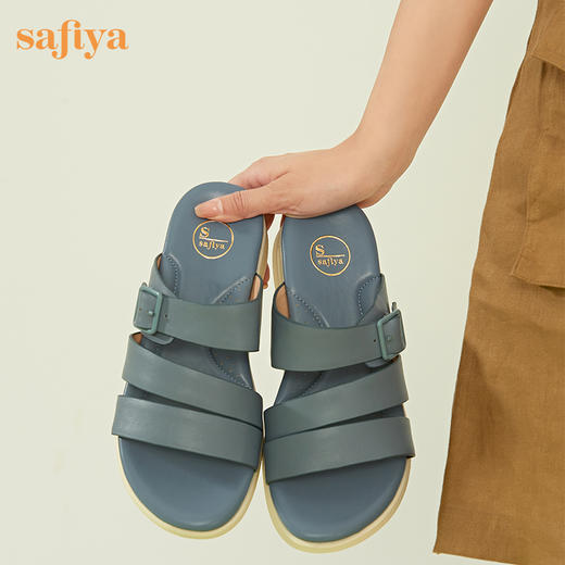 Safiya/索菲娅2023新品春夏真皮外穿休闲百搭软底坡跟凉拖 SF32110036 商品图2