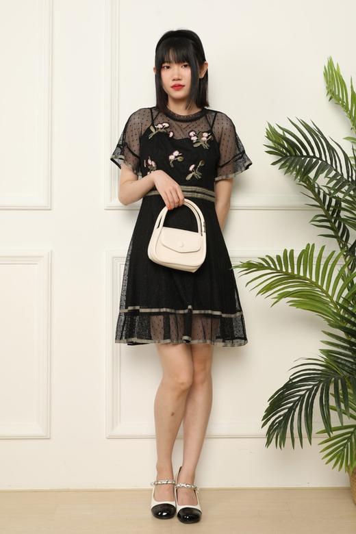 SUMMER & SAGE 黑色半透明绣花连衣裙 2883 商品图0