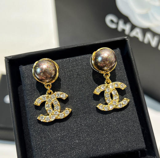CHANEL香奈儿双c黑色珍珠耳钉耳环 商品图1