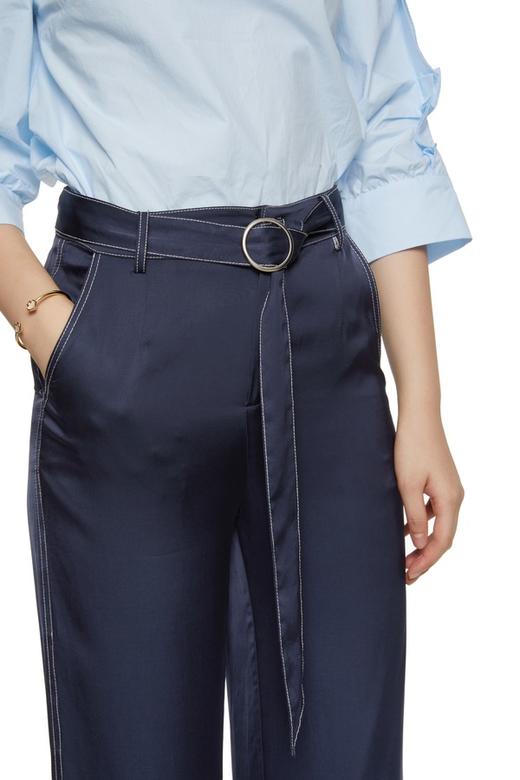 SUMMER & SAGE 缝线饰束腰天丝长裤 7334 商品图2