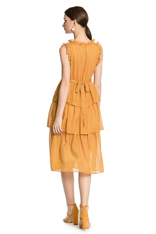 AVA 黄色荷叶边收腰连衣裙 2893 商品图2