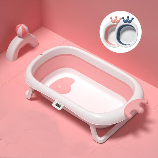 【折叠设计 智能感温 防滑处理 妈妈更省心】婴儿洗澡盆宝宝折叠浴盆新生幼儿童可坐躺家用大号沐浴盆儿童用品 商品图7