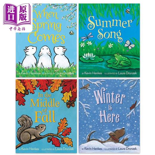 【中商原版】Kevin Henkes 四季系列儿童绘本4册套装 春天来临时Spring 夏日颂歌Summer 秋风中Fall 冬天到了Winter 英文原版 商品图1