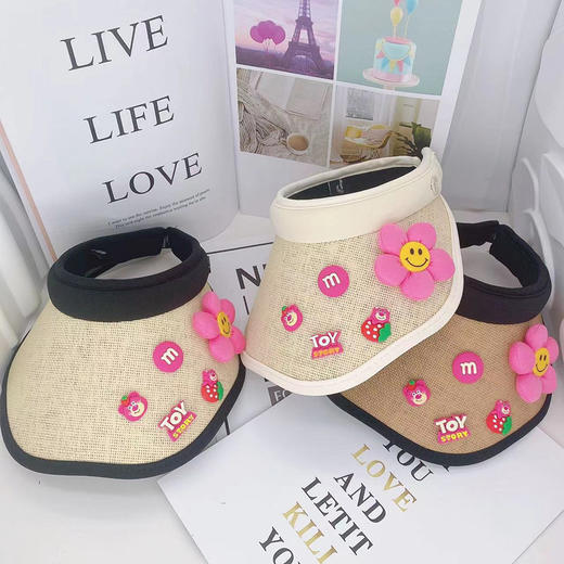【满满心选推荐】【亲子款！卡通遮阳草帽】儿童防晒亲子夏季，女童空顶帽，防紫外线，卡通遮阳草帽，发箍沙滩太阳帽 商品图1