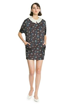 DONG DE XI 彼得潘领花卉连身裙 3046