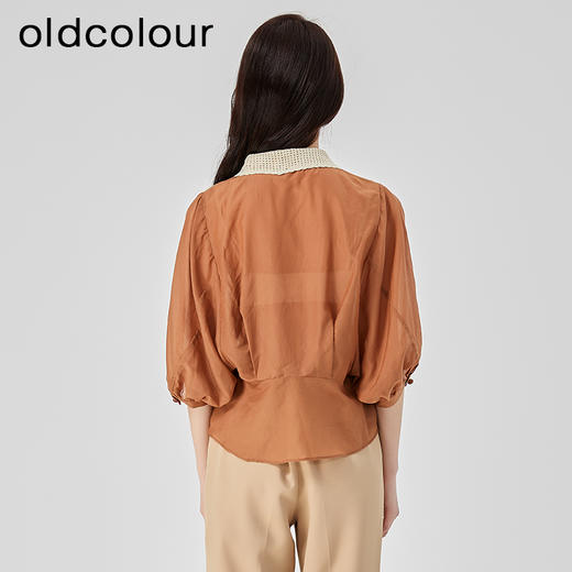oldcolour2023夏季新款法式复古直筒宽松泡泡袖OL衬衫女O22012239 商品图4