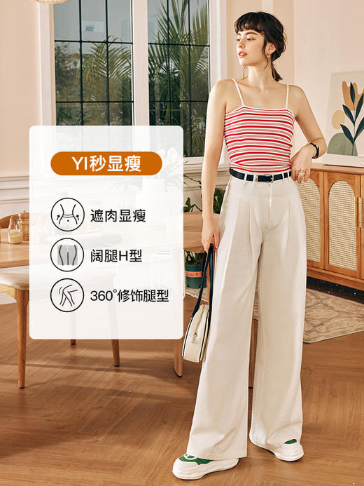OLrain欧芮儿法式米白色牛仔裤女春季2023新款高腰直筒阔腿拖地裤 商品图2