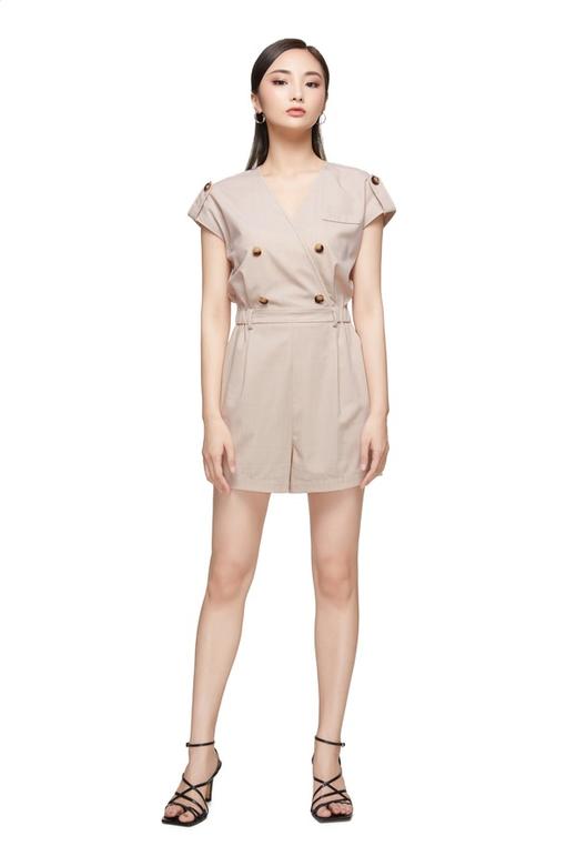 Kai & Kiera 复古双排扣V领连体裤 9093 商品图0